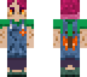 pink hair butterfly overalls