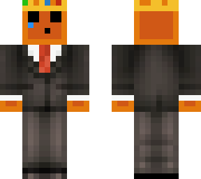 sad orange slime in a suit