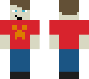 simple cartoon kid with fire/lava creeper on his shirt