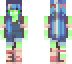 alien girl with blue hair