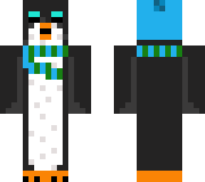 penguin in winter clothes