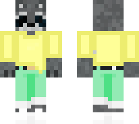 sleepynewt's bailey the raccoon oc but yellow and green