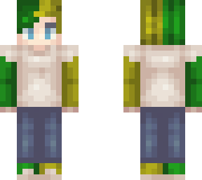 cotton candy haired girl (green & yellow)