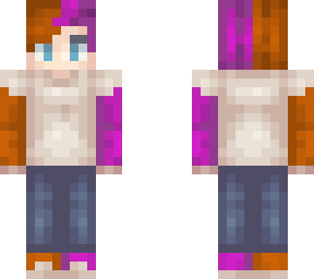 cotton candy haired girl (orange & purple)