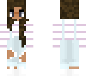 brown hair girl with pink overalls