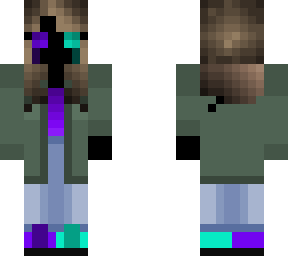 green coat w/ teal and purple eyes