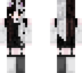 split dye black white catgirl