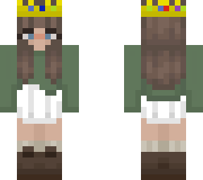 green sweater, white skirt and techno crown