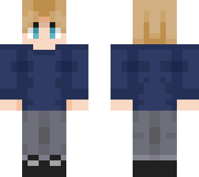 blonde boy wearing sweater w/ curtains