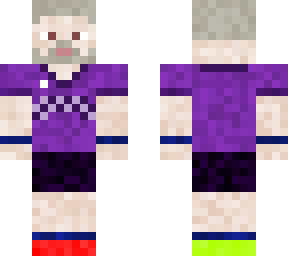 old guy in purple jersey and rainbow shoes