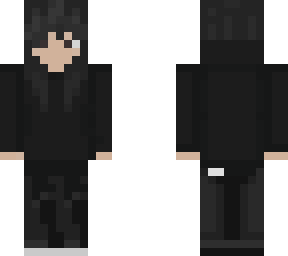 black hoodie - longer bangs