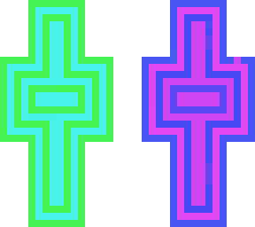 blue and green