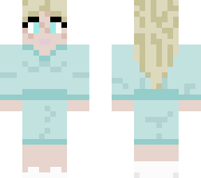 blonde female tiefling in blue