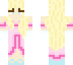 blonde in a pink dress