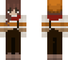 fall girl in sweater and overalls