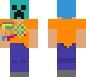 guy with blue died hair and cyan creeper mask