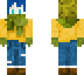 short blue hair autumn scarf skin