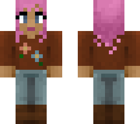 girl in autumn sweater with pink hair