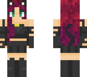 cat girl magenta hair/red