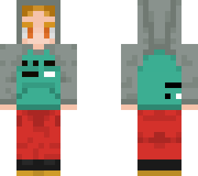 girl with green hoodie and red pants
