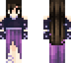 brown hair purple dress