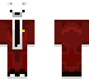 red and white bear skin suit