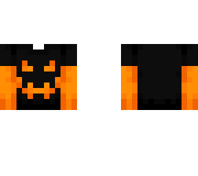 ob - black top orange sleeves w/ pumpkin face