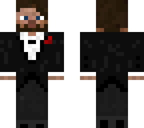black dinner suit with red lapel flower