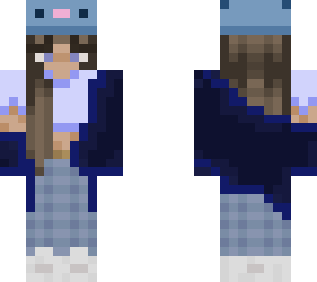 dark blue girl with axolotl hat