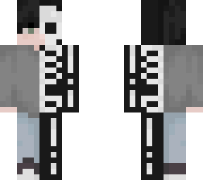 half skeleton boy