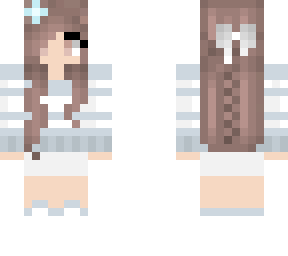 kitkat773377 flower bow brown hair and eye winter sweater girl