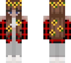 red flannel w/sunflowers girl (brunette)