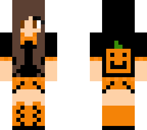 brown hair halloween pumpkin girl