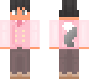 pink medival boy half gray wolf