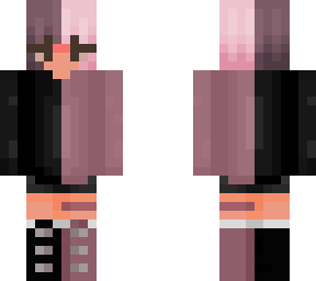 half pink half black