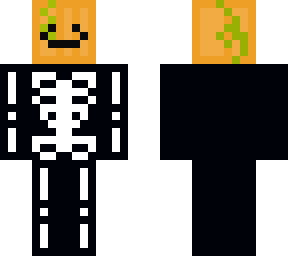 skeleton with pumpkin head