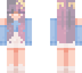 g i r l  i n  a  b l u e  o u t f i t  w i t h  p u r p l e  h a i r
