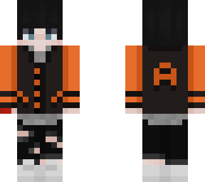 male in orange varsity jacket with a on back and blood