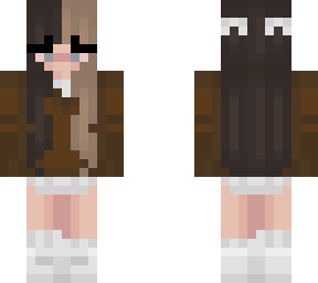 cute brown sweater and white skirt combo