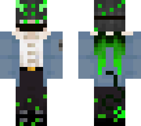mask green devil boy with shadow goats symbol