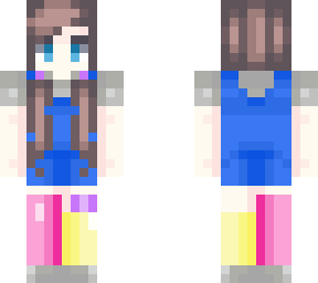 girl with pigtails and overalls
