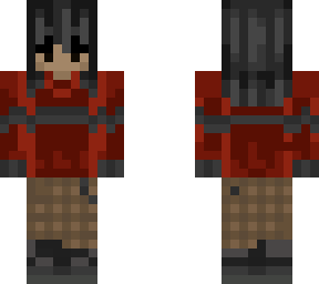 black hair red sweater girl