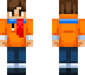 hive style orange hoodie with brown hair (christmas version