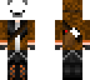 polar bear mask with orange jacket