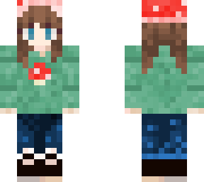 short hair girl with mushroom hoodie