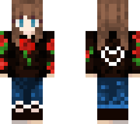 short hair girl with rose hoodie and pants