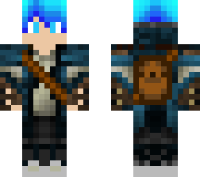 medieval traveler with blue hair