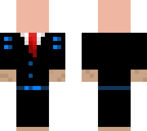 blue suit with red tie