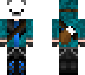 polar bear mask with cyan jacket