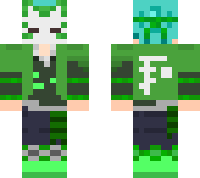 blue haired kitsune kid with mask
